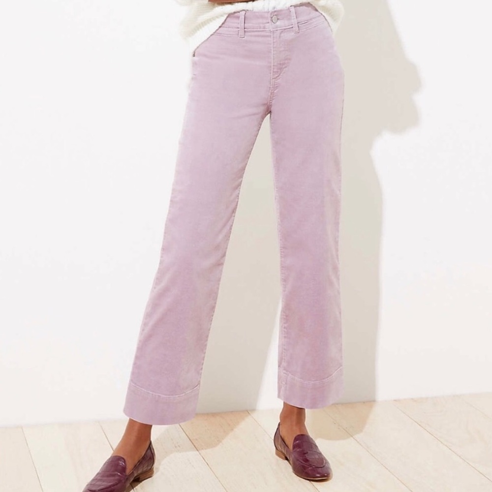 Loft High-Waisted Mauve Slim Wide-Leg Pants
